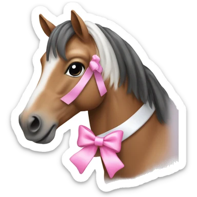 Horse with pink and white bows in hair sticker