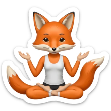 fox doing yoga sticker