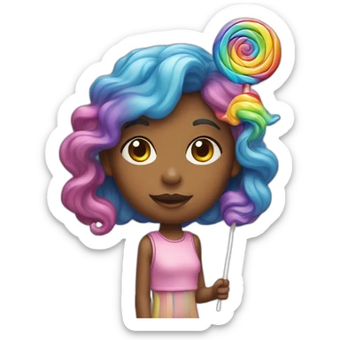 girl with rainbow swirly lollipop sticker