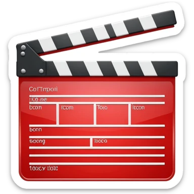 Standard clapperboard red glossy with open top bar sticker