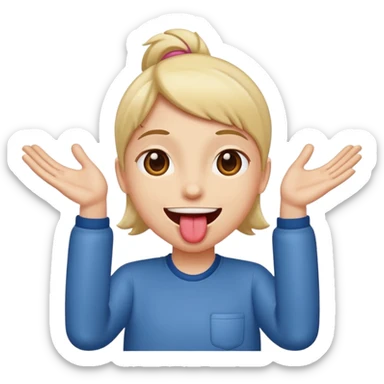 Tongue out with hands to the sides sticker