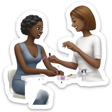 woman doing a manicure to another woman sticker