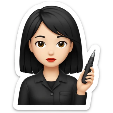 black shot hair girl sticker