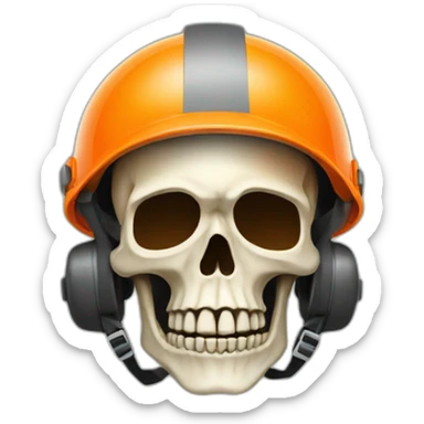 Skeleton skull logo like with orange safety helmet sticker
