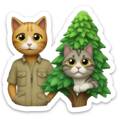 Cat and wale with plans trees sticker