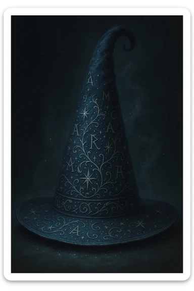 wizard hat inspired by Harry Potter, magical, detailed, fantasy style sticker