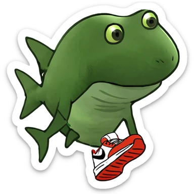 Shark with three legs with nike shoes sticker