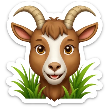 goat with grass in his mouth sticker