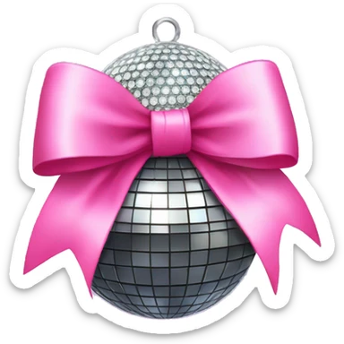 Disco ball with a pink bow  sticker