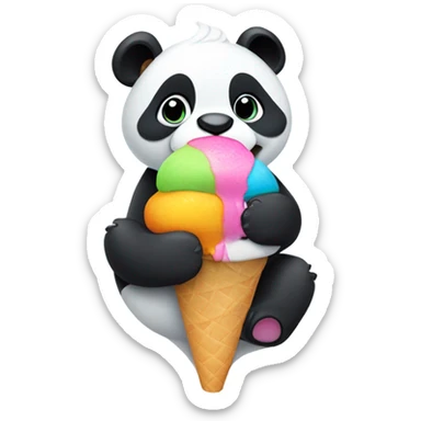 Panda eating ice cream sticker
