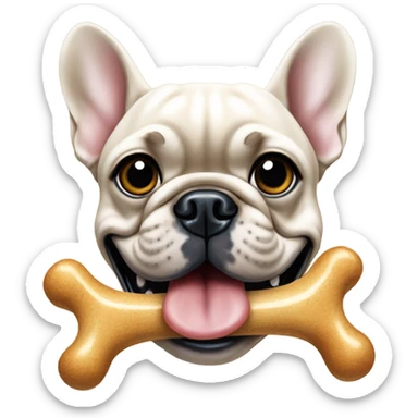 French bulldog eating dog bone sticker