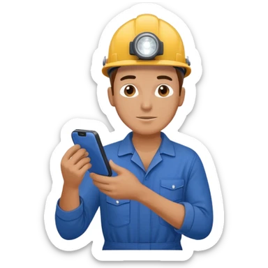 Technician + headlamp + blue jumpsuit, Repair Crew. sticker