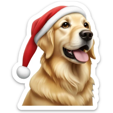 Golden retriever wearing a Santa hat sticker