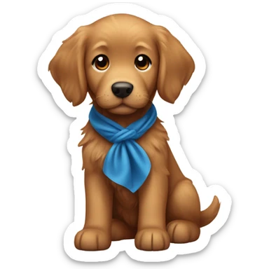 Chibi fluffy dark ginger retriever puppy with blue neckerchief sticker