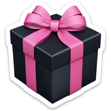 black gift box with pink tape sticker