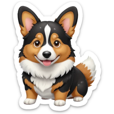 black tricolor corgi in snow sticker