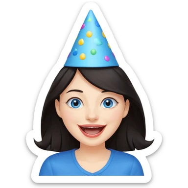 Laughing and fun dark hair woman with blue eyes sticker