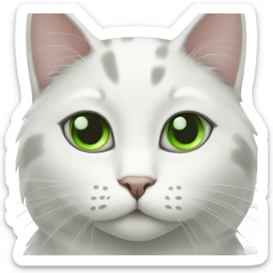 White grey cat Green eyes lovely Face  sticker