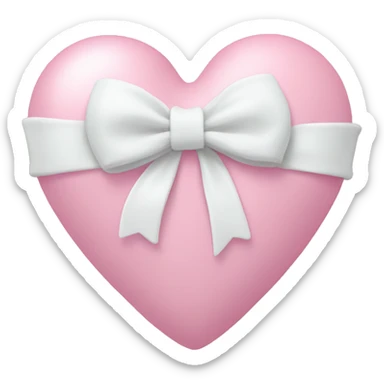Pastel pink heart with white bow sticker