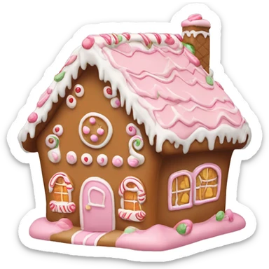 gingerbread house with pale pink icing  sticker