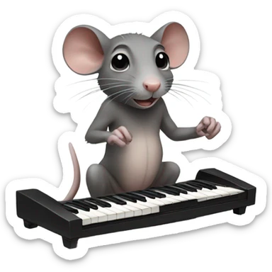 Naked rat playing keyboard  sticker