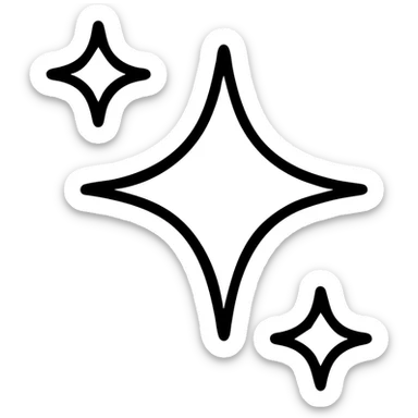 twinkling sparkles outlined icon with black lines no fill sticker