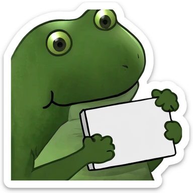 Bufo frog holding a sign sticker