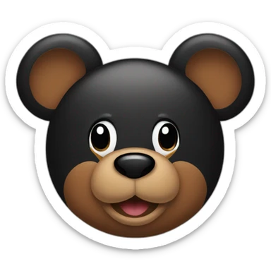 brown bear emoji wearing black mickey mouse ears sticker