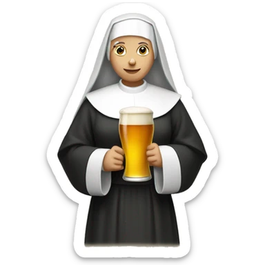 nun with a  beer sticker