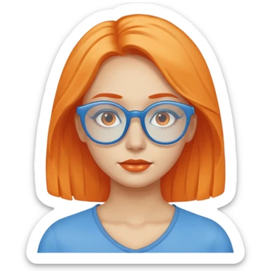 blue skinned orange glassed woman sticker