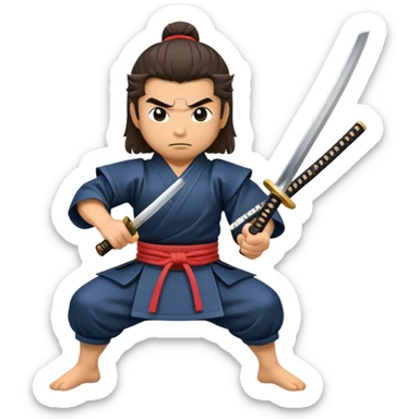 A samurai practicing Kata with katana sticker