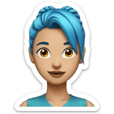 Girl with blue hair tied in a high ponytail sticker