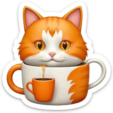 Cat drinking coffee sticker