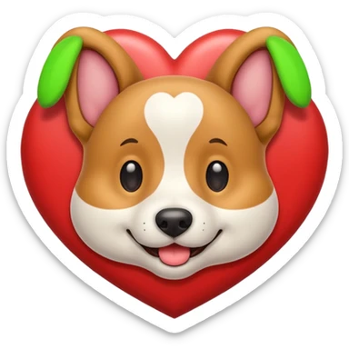 happy dog face inside a heart sticker