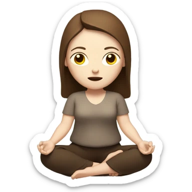 women with white skin and brown hair in a meditation energy sticker
