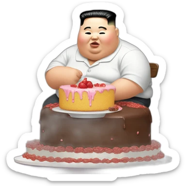 Kim jung un morbidly obese eating cake sticker