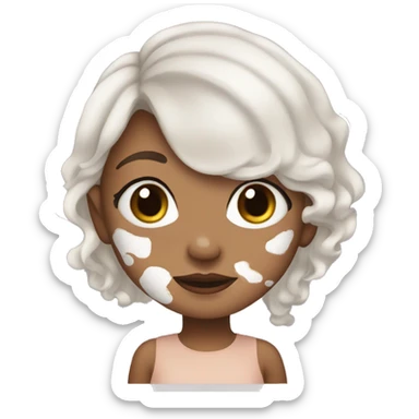 girl with vitiligo and white hair sticker