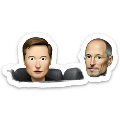 Elon musk with steve jobs in car sticker