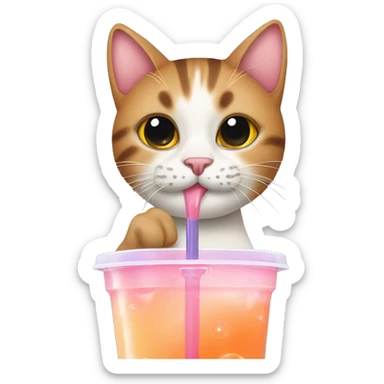 Cat drinking bubble tea sticker