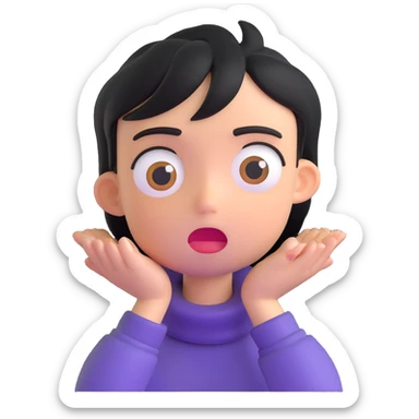 face with two hands around neck, wide eyes, annoyed expression sticker