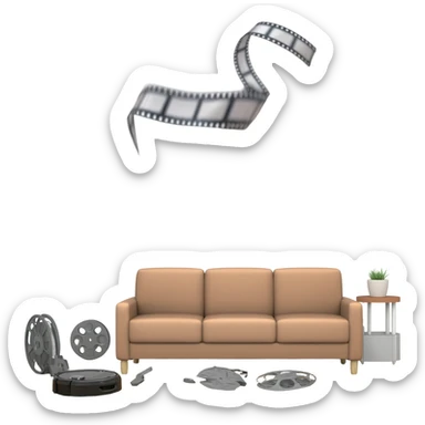 A robot vacuum cleaning up film reels sticker