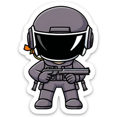 Anime PUBG character with gun and level 3 helmet sticker