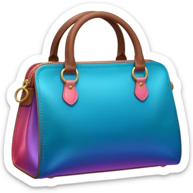 coins in gradient of turquoise, blue, pink, purple, and coral color inside a brown bag sticker