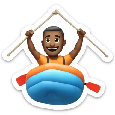 man lift up raft sticker