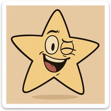 A winking star sticker