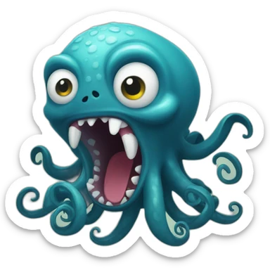 cute kraken yelling sticker