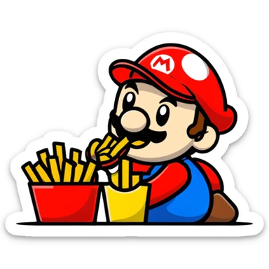 Mario eating french fries sticker