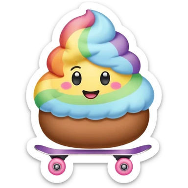 rainbow Poop emoji skating   sticker