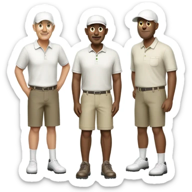Three 50 year old guys wearing golf clothes and cap on the golf course in Australia sticker