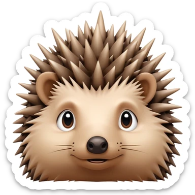 really cute confused hedgehog face with wooden thorny bramble stem wrapped around its forehead, spiky asymmetric thorns, no leaves, only face and neck visible sticker